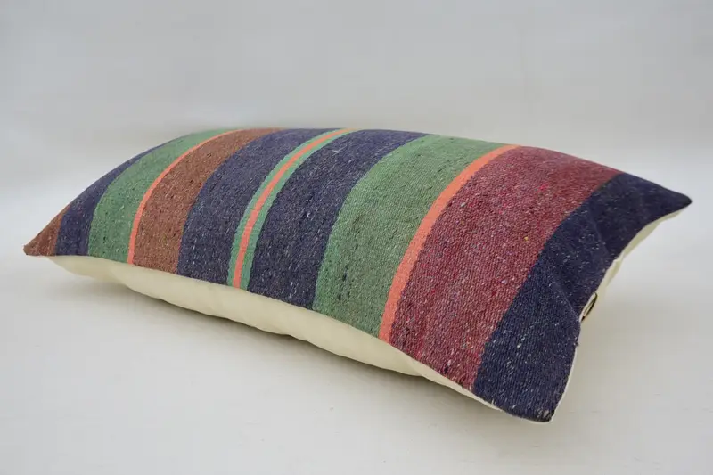 Pillow, Vintage Pillow, Kilim Cushion Sham, Car Cushion Case, Vintage Kilim Pillow, 12x24 Blue Pillow Case, Personalized Gift Pillow Cushion Case - 6