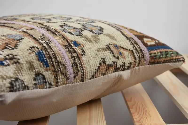 Turkish Kilim Pillow, 16x16 Beige Pillow Sham, Cushion Cover, Sofa Pillow Case, Vintage Kilim Throw Pillow, Pillow for Couch - 5