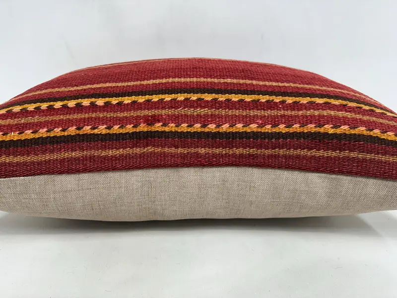 Ethnic Pillow Cover Pillow Sham, Throw Kilim Pillow, Turkish Pillow, 20x28 Red Pillow Cover, Ikat Pillow, Cushion, Gift Pillow, Nomadic Pillow - 5