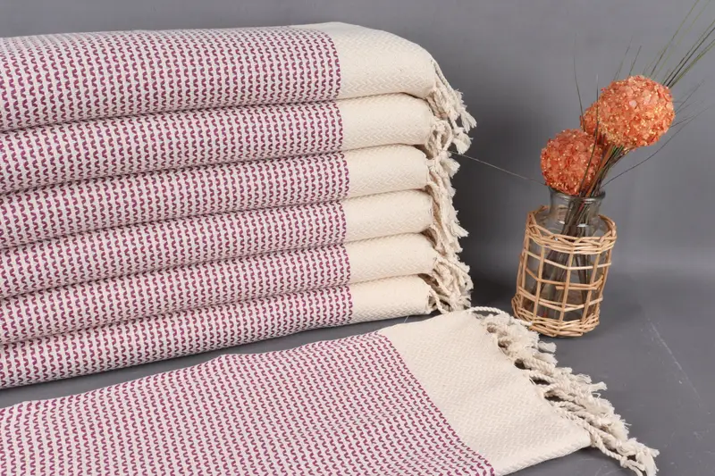 Turkish Towel Small Beige Diamond, Organic Cotton, 20x40 Inches