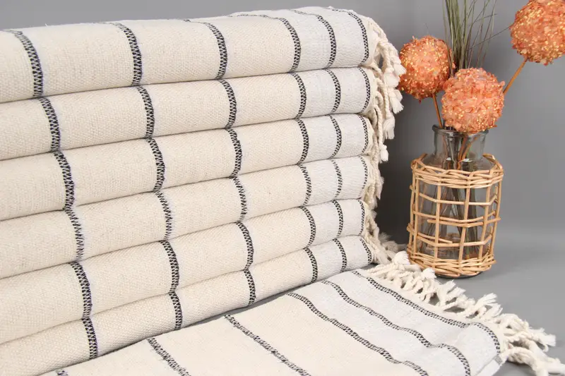 Personalized Dish Towel, Monogram Hand Towel, Light Gray Striped, 20x40 Inches