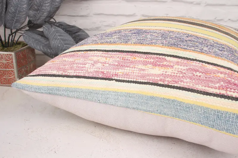Handmade Kilim Cushion, Toss Pillow, Muted Pillow Case, Pillow Case, Antique Pillows, 20x20 Purple Pillow, Comfy Throw Cushion Case, Gift Pillow - 6