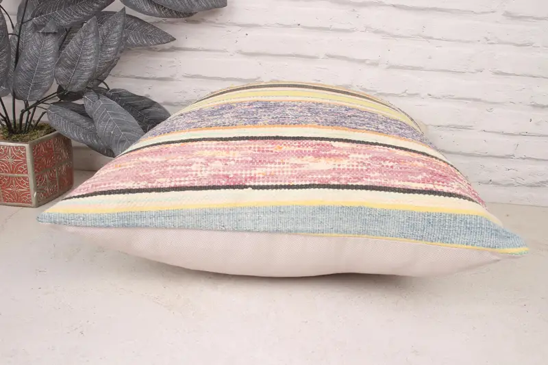 Handmade Kilim Cushion, Toss Pillow, Muted Pillow Case, Pillow Case, Antique Pillows, 20x20 Purple Pillow, Comfy Throw Cushion Case, Gift Pillow - 5