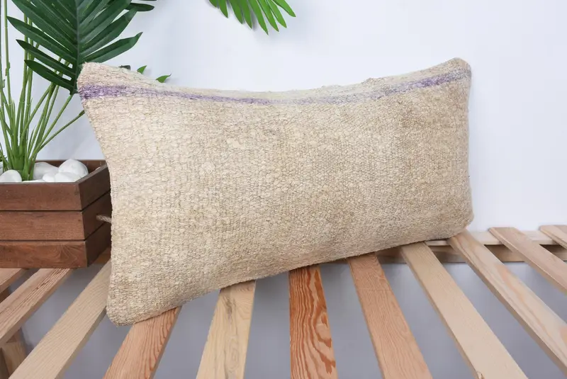 Almohada de kilim, almohada, cubierta de almohada de kilim, almohada de diseñador de interiores, almohada de tiro vintage, almohada de beige 12x24, cubierta de cojín chic boho, cojín de banco - 4