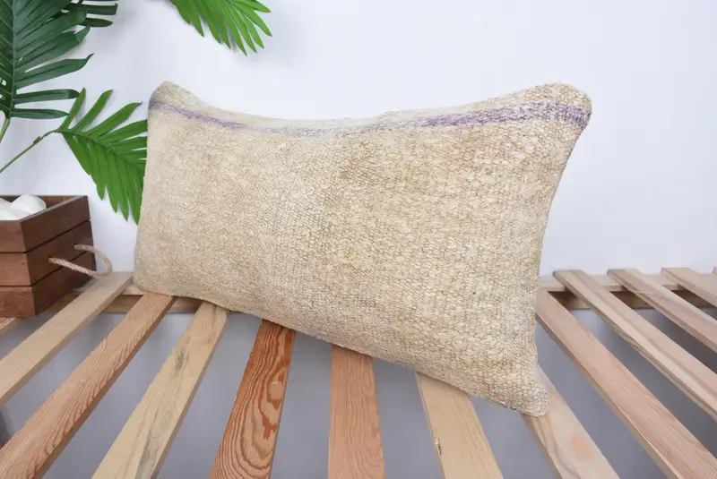 Almohada de kilim, almohada, cubierta de almohada de kilim, almohada de diseñador de interiores, almohada de tiro vintage, almohada de beige 12x24, cubierta de cojín chic boho, cojín de banco - 5
