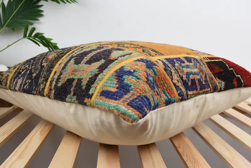 Turkish Pillow, Customized Pillow Cover, Bright Cushion Cover, Vintage Kilim Throw Pillow, 24x24 Orange Pillow, Turkish Kilim Pillow, Pillow Cover - 6