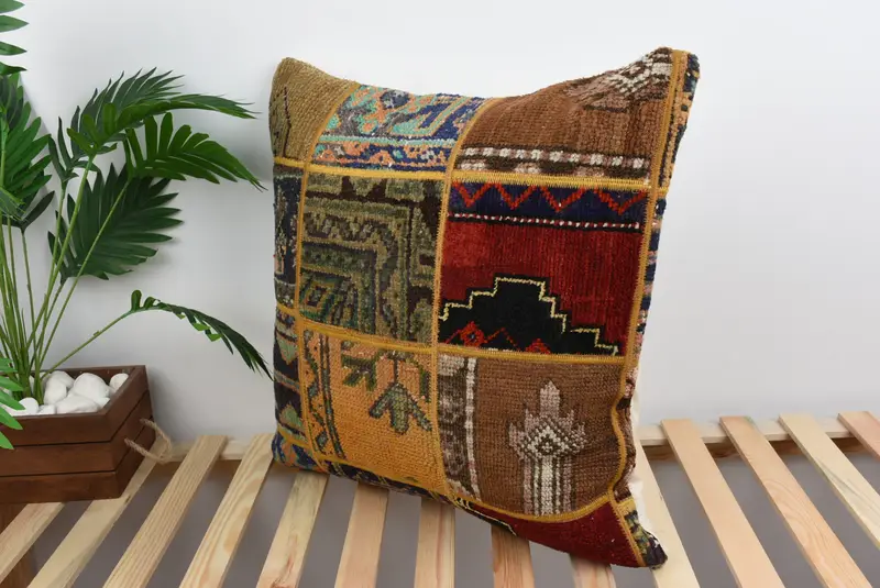 Turkish Pillow, Customized Pillow Cover, Bright Cushion Cover, Vintage Kilim Throw Pillow, 24x24 Orange Pillow, Turkish Kilim Pillow, Pillow Cover - 5