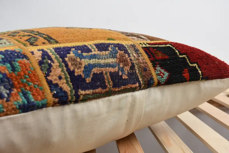 Turkish Pillow, Customized Pillow Cover, Bright Cushion Cover, Vintage Kilim Throw Pillow, 24x24 Orange Pillow, Turkish Kilim Pillow, Pillow Cover - 7