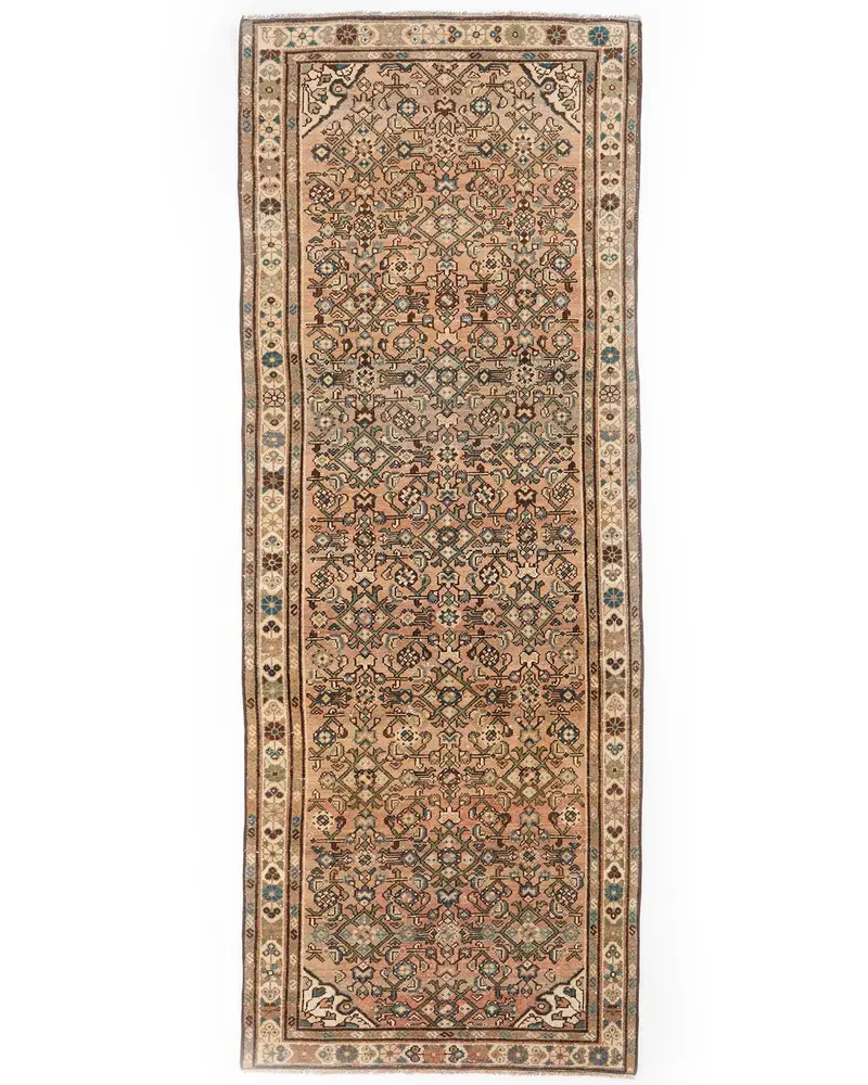 Zarif Bej Halı, 3,6x9,7 ft Mavi Desenli