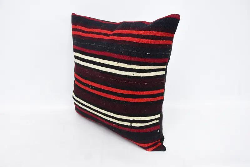 Vintage Pillow, Pattern Throw Pillow, Pillow Case, Gift Pillow, Turkish Kilim Pillow, Square Throw Cushion Cover, 24x24 Red Cushion Case - 4