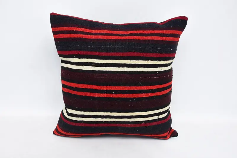 Vintage Pillow, Pattern Throw Pillow, Pillow Case, Gift Pillow, Turkish Kilim Pillow, Square Throw Cushion Cover, 24x24 Red Cushion Case - 1