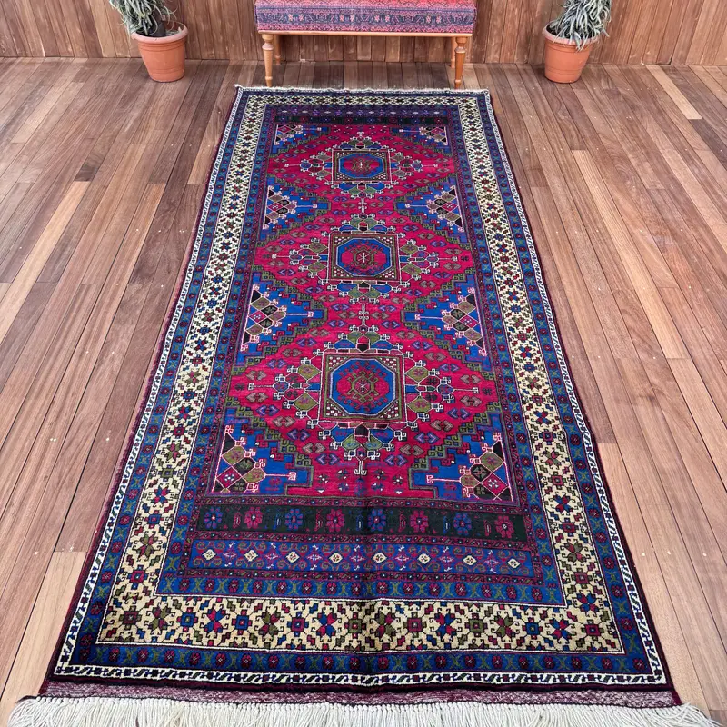 Vintage Turkish Rug, 4.9x11.3 ft Large Rug, Red Oushak Floral Rug - 1