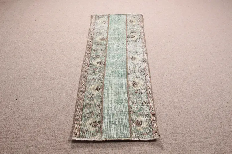 Alfombra Verde 1,7x4,6ft Lisa con Variaciones en Marrón