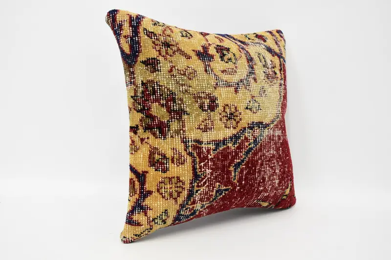 Boho Chic Pillow, Handmade Pillow, Cushion Case, 16x16 Red Pillow Case, Pastel Pillow, Antique Pillows, Interior Designer Pillow, Throw Kilim Pillow - 3