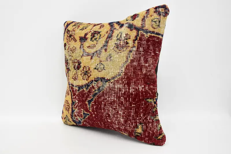 Boho Chic Pillow, Handmade Pillow, Cushion Case, 16x16 Red Pillow Case, Pastel Pillow, Antique Pillows, Interior Designer Pillow, Throw Kilim Pillow - 4