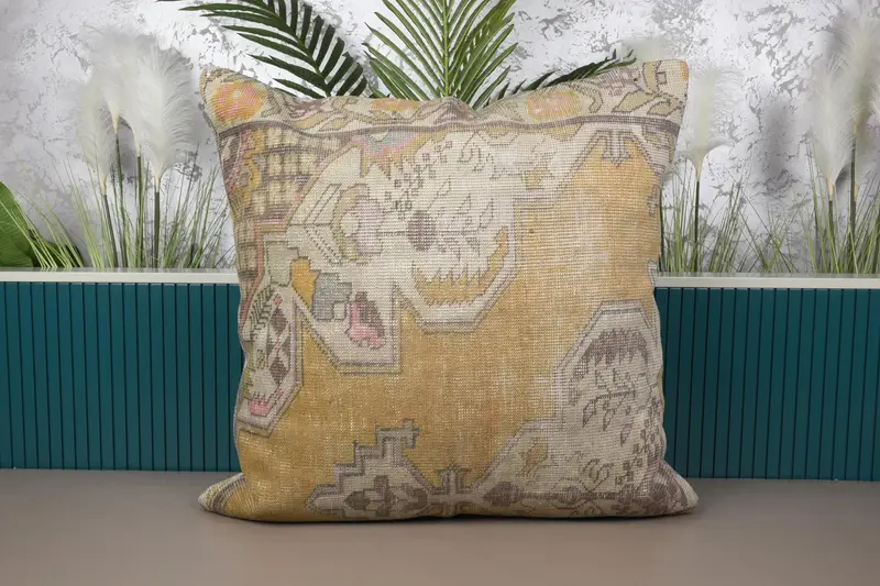 Throw Moroccan 32x32 inch Pillow Cover, Woven Guest Room WovenBrown Pillow Sham - 1