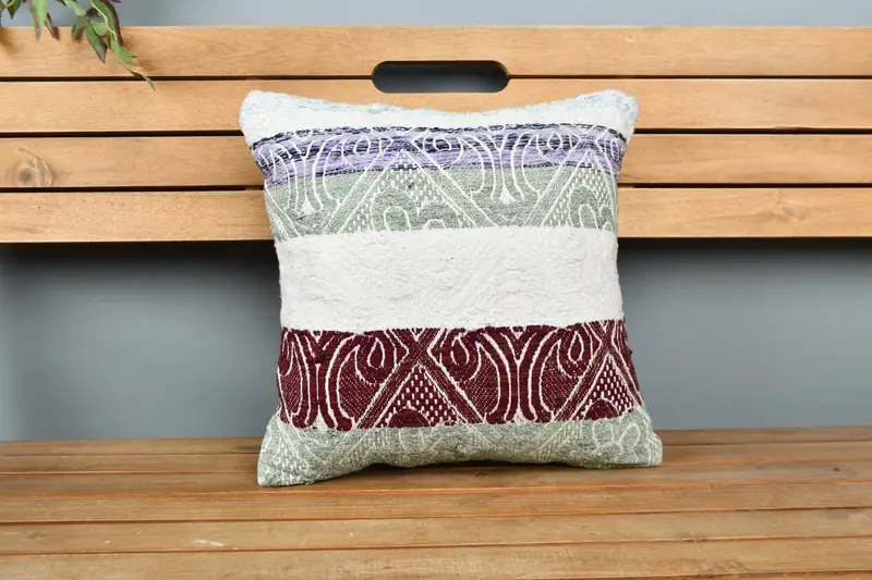 Pillow Sham, Kilim Cushion Sham, 16x16 Green Cushion, Vintage Kilim Throw Pillow, Wholesale Cushion Cover, Neutral Throw Cushion Cover, Gift Pillow - 6