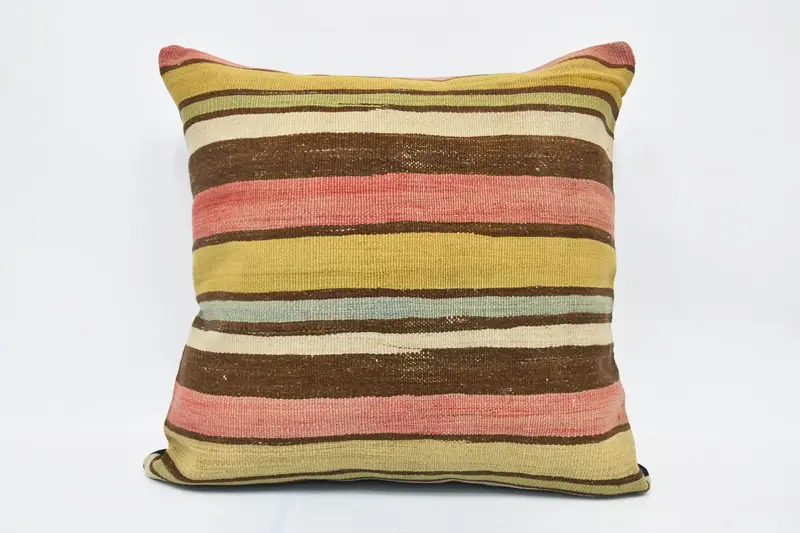 Bench Cushion, Vintage Pillow, 28x28 Yellow Cushion Case, Home Decor Pillow, Outdoor Throw Cushion, Cushion Cover, Kilim Cushion Sham - 1