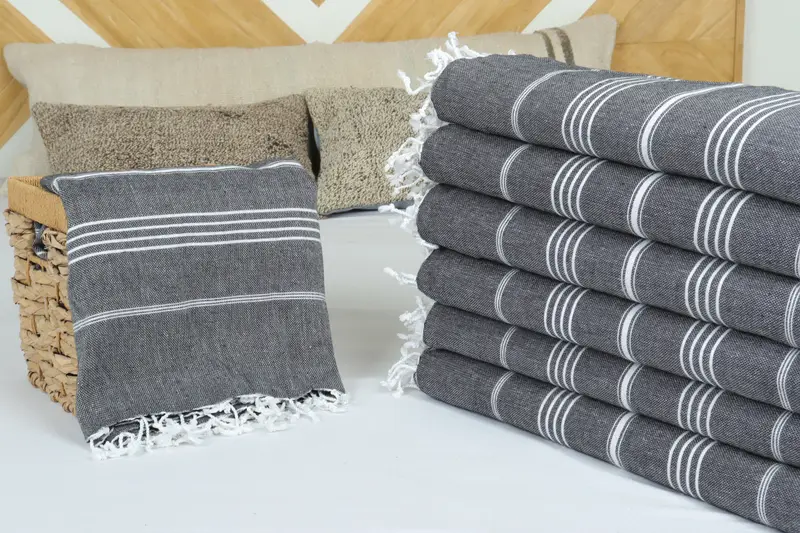 Custom Wedding Gifts, Best Friend Christmas Gift, 96x80 Cotton Striped Towel, Turkish Towel Blanket, Monogram Blanket, Bridal Shower Gift - 4