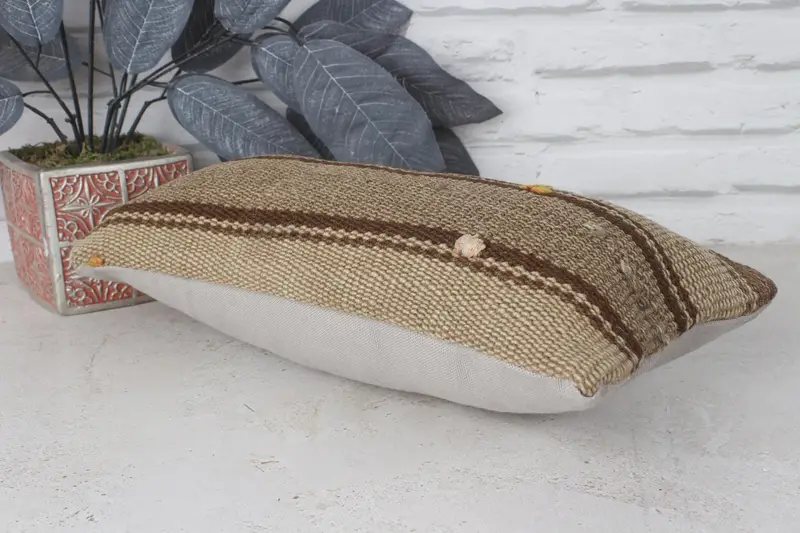 Cushion Case, Decorative Cushion, Kilim Cushion Sham, 8x16 Brown Pillow, Farmhouse Pillow Cover, Pillow for Sofa, Antique Pillows, Sofa Cushion Case - 6