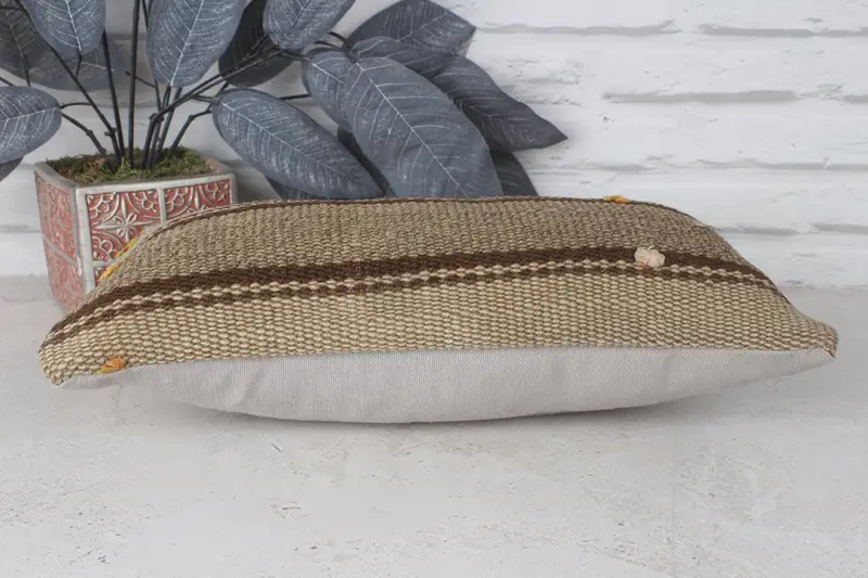 Cushion Case, Decorative Cushion, Kilim Cushion Sham, 8x16 Brown Pillow, Farmhouse Pillow Cover, Pillow for Sofa, Antique Pillows, Sofa Cushion Case - 5