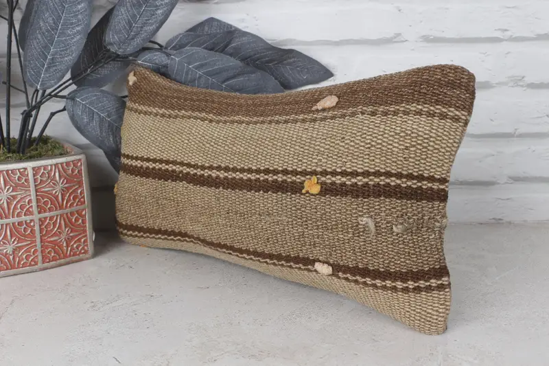 Cushion Case, Decorative Cushion, Kilim Cushion Sham, 8x16 Brown Pillow, Farmhouse Pillow Cover, Pillow for Sofa, Antique Pillows, Sofa Cushion Case - 3