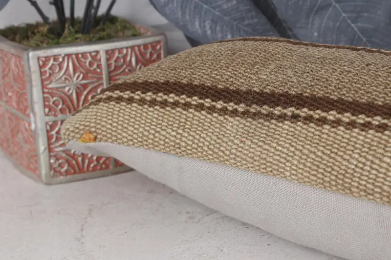 Cushion Case, Decorative Cushion, Kilim Cushion Sham, 8x16 Brown Pillow, Farmhouse Pillow Cover, Pillow for Sofa, Antique Pillows, Sofa Cushion Case - 7