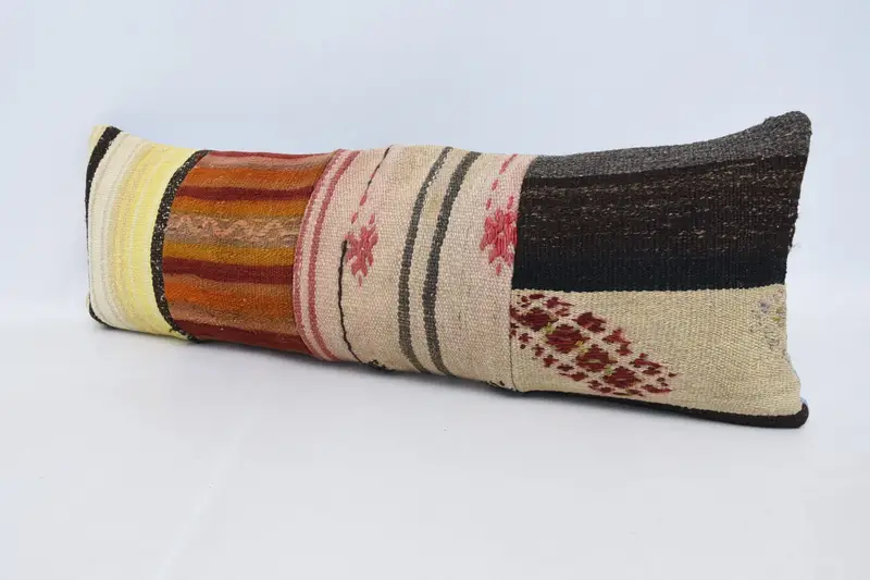 Natural Pillow Sham, Nomadic Cushion Cover, 12x36 Beige Cushion, Vintage Pillow, Cushion, Boho Pillow, Kilim Cushion Sham - 4