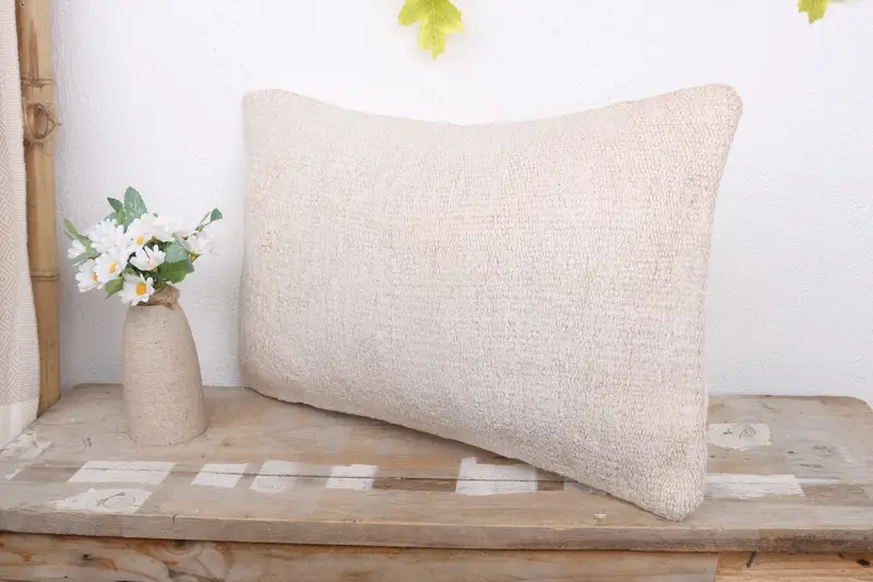 Pillow Cover, Handmade Kilim Cushion, Home Decor Pillow, 12x20 White Cushion Case, Interior Designer Pillow, Christmas Pillow Sham - 4