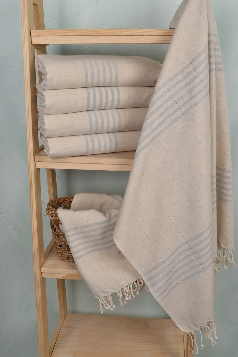 68x36 Linen Striped Towel, Organic cotton Turkish peshtemal towel, Hammam towel, Large Turkish Towel, Wedding For Favor, Bridesmaid Gifts - 3