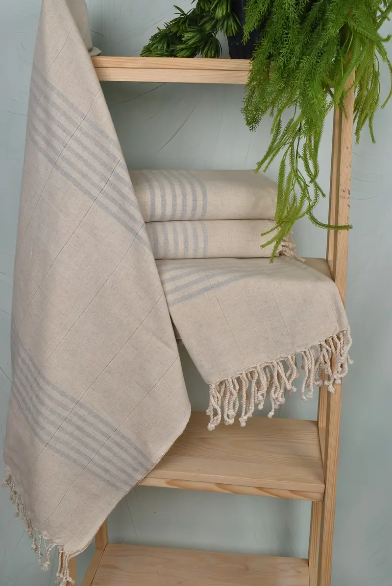 68x36 Linen Striped Towel, Organic cotton Turkish peshtemal towel, Hammam towel, Large Turkish Towel, Wedding For Favor, Bridesmaid Gifts - 6