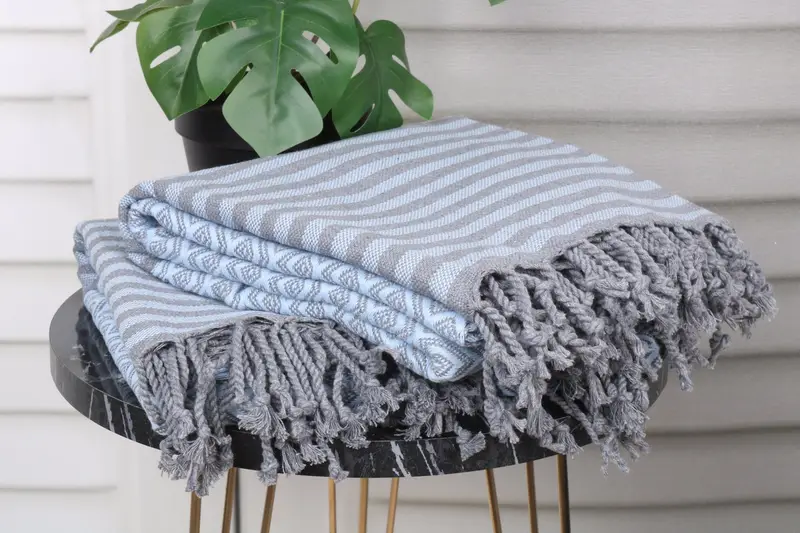 Monogram Beach Towel, Handwoven Turkish Towel, 70x40 Cotton Diamond Towel, Personalized Gifts, Christmas Gift, Bachelorette Party Decorations - 3