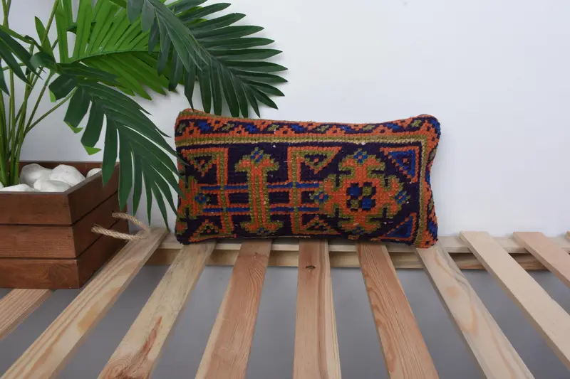 Interior Designer Pillow, Vintage Pillow, Pillow Sham, Vintage Kilim Pillow, Garden Cushion, Wholesale Pillow Cover, 8x16 Blue Cushion - 1