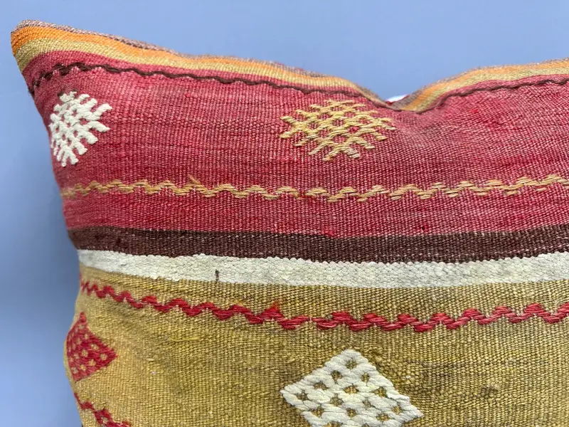 Pillow for Couch, 24x24 Red Pillow, Boho Pillow Sham Cover, Bohemian Cushion Pillow Sham, Pillow Cover, Turkish Pillow, Seat Cushion Cover - 5