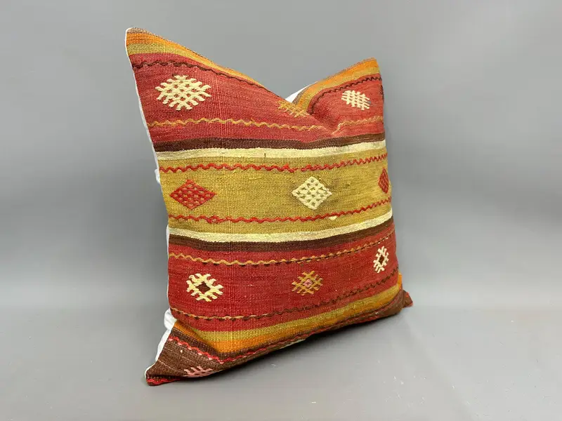 Pillow for Couch, 24x24 Red Pillow, Boho Pillow Sham Cover, Bohemian Cushion Pillow Sham, Pillow Cover, Turkish Pillow, Seat Cushion Cover - 2