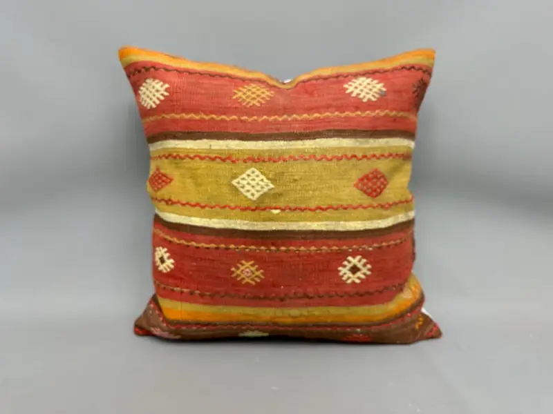 Pillow for Couch, 24x24 Red Pillow, Boho Pillow Sham Cover, Bohemian Cushion Pillow Sham, Pillow Cover, Turkish Pillow, Seat Cushion Cover - 4