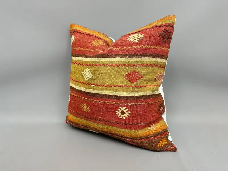 Pillow for Couch, 24x24 Red Pillow, Boho Pillow Sham Cover, Bohemian Cushion Pillow Sham, Pillow Cover, Turkish Pillow, Seat Cushion Cover - 3