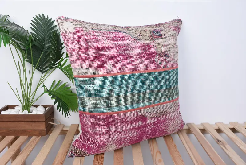 Ethnic Pillow Sham, Kilim Pillow, Turkish Kilim Pillow, Gift Pillow, 28x28 Purple Cushion Cover, Retro Pillow, Decorative Cushion Case, Pillow Sham - 4