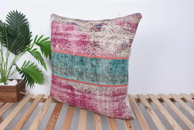 Ethnic Pillow Sham, Kilim Pillow, Turkish Kilim Pillow, Gift Pillow, 28x28 Purple Cushion Cover, Retro Pillow, Decorative Cushion Case, Pillow Sham - 5