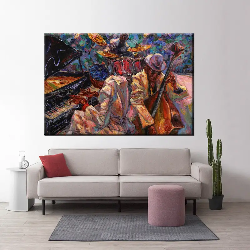 Abstract African Jazz Art Canvas, Jazz Poster Canvas Print, Jazz Club Painting, Colorful Painting Canvas, American Classic Artwork, - 1
