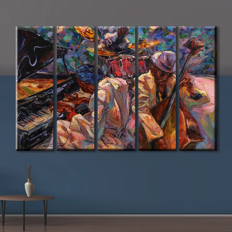 Abstract African Jazz Art Canvas, Jazz Poster Canvas Print, Jazz Club Painting, Colorful Painting Canvas, American Classic Artwork, - 4