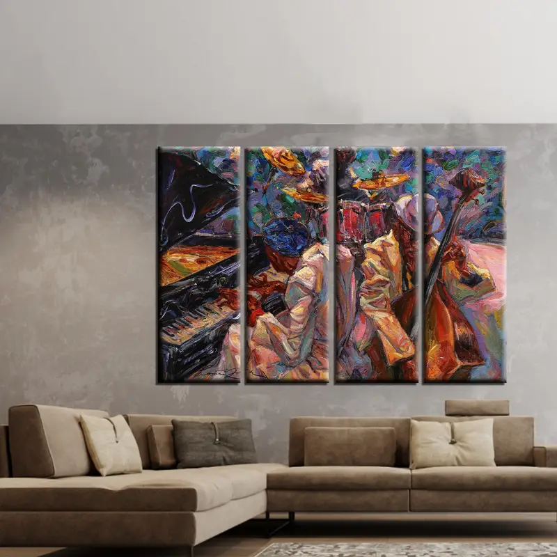 Abstract African Jazz Art Canvas, Jazz Poster Canvas Print, Jazz Club Painting, Colorful Painting Canvas, American Classic Artwork, - 3