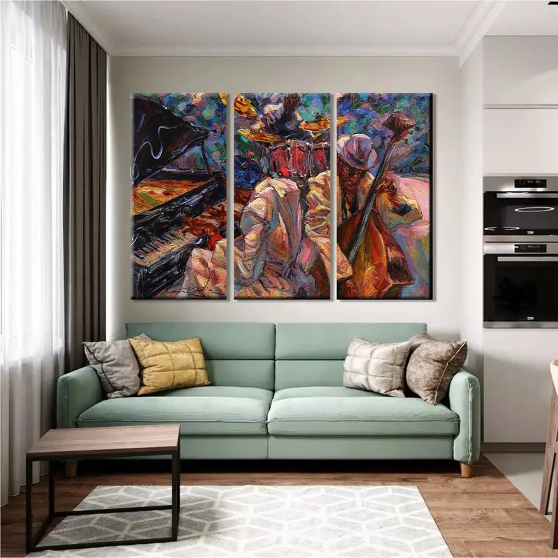 Abstract African Jazz Art Canvas, Jazz Poster Canvas Print, Jazz Club Painting, Colorful Painting Canvas, American Classic Artwork, - 2