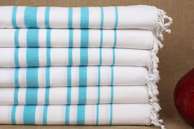 Toalla turca de playa a rayas azules, caja de regalo personalizada, 40x71 pulgadas