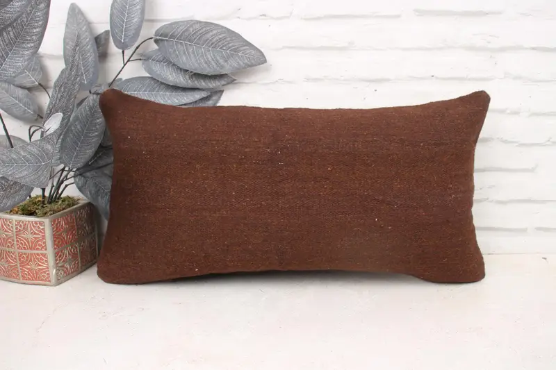 Cushion Cover, Rustic Cushion Case, 12x24 Brown Cushion Cover, Home Decor Pillow, One Of A Kind Pillow, Turkish Pillow, Vintage Kilim Throw Pillow - 1