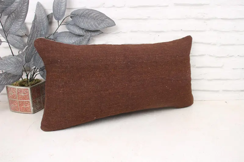 Cushion Cover, Rustic Cushion Case, 12x24 Brown Cushion Cover, Home Decor Pillow, One Of A Kind Pillow, Turkish Pillow, Vintage Kilim Throw Pillow - 3