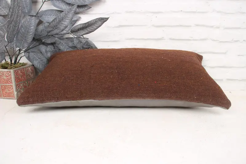 Cushion Cover, Rustic Cushion Case, 12x24 Brown Cushion Cover, Home Decor Pillow, One Of A Kind Pillow, Turkish Pillow, Vintage Kilim Throw Pillow - 5