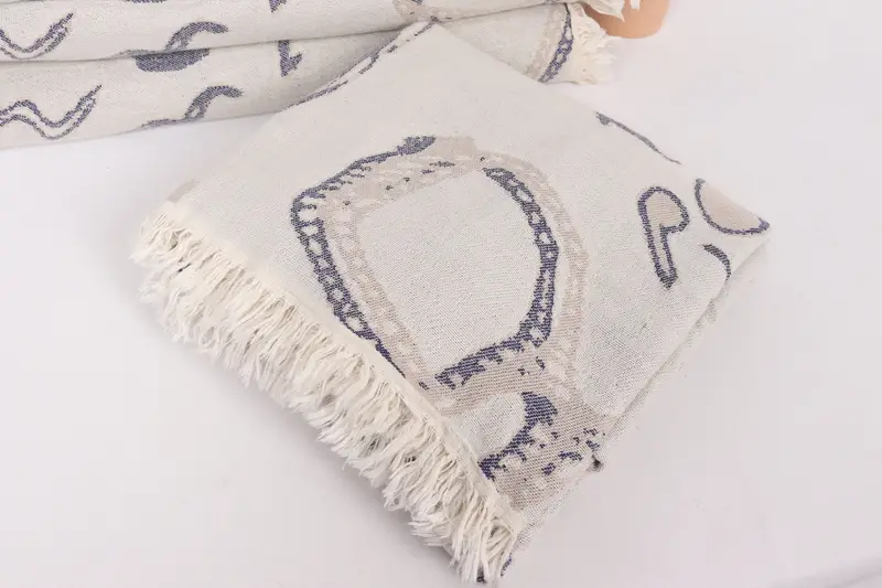 Boho Throw Blankets, 88x64 Cotton Shoes Design Towel, Best Friend Gift, Wedding Favors, Turkish Cotton Throw Blanket, Personalized Blanket - 6