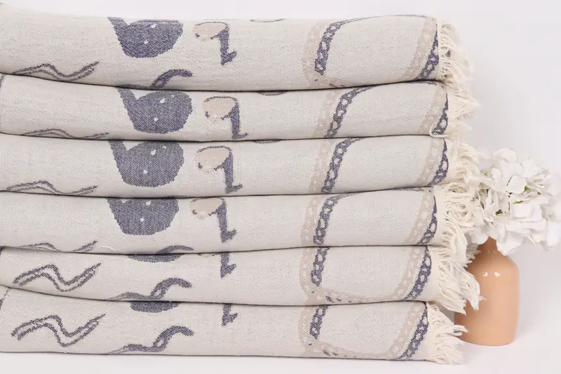 Boho Throw Blankets, 88x64 Cotton Shoes Design Towel, Best Friend Gift, Wedding Favors, Turkish Cotton Throw Blanket, Personalized Blanket - 4