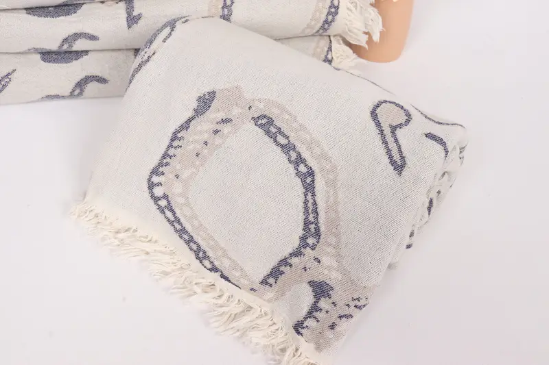 Boho Throw Blankets, 88x64 Cotton Shoes Design Towel, Best Friend Gift, Wedding Favors, Turkish Cotton Throw Blanket, Personalized Blanket - 5